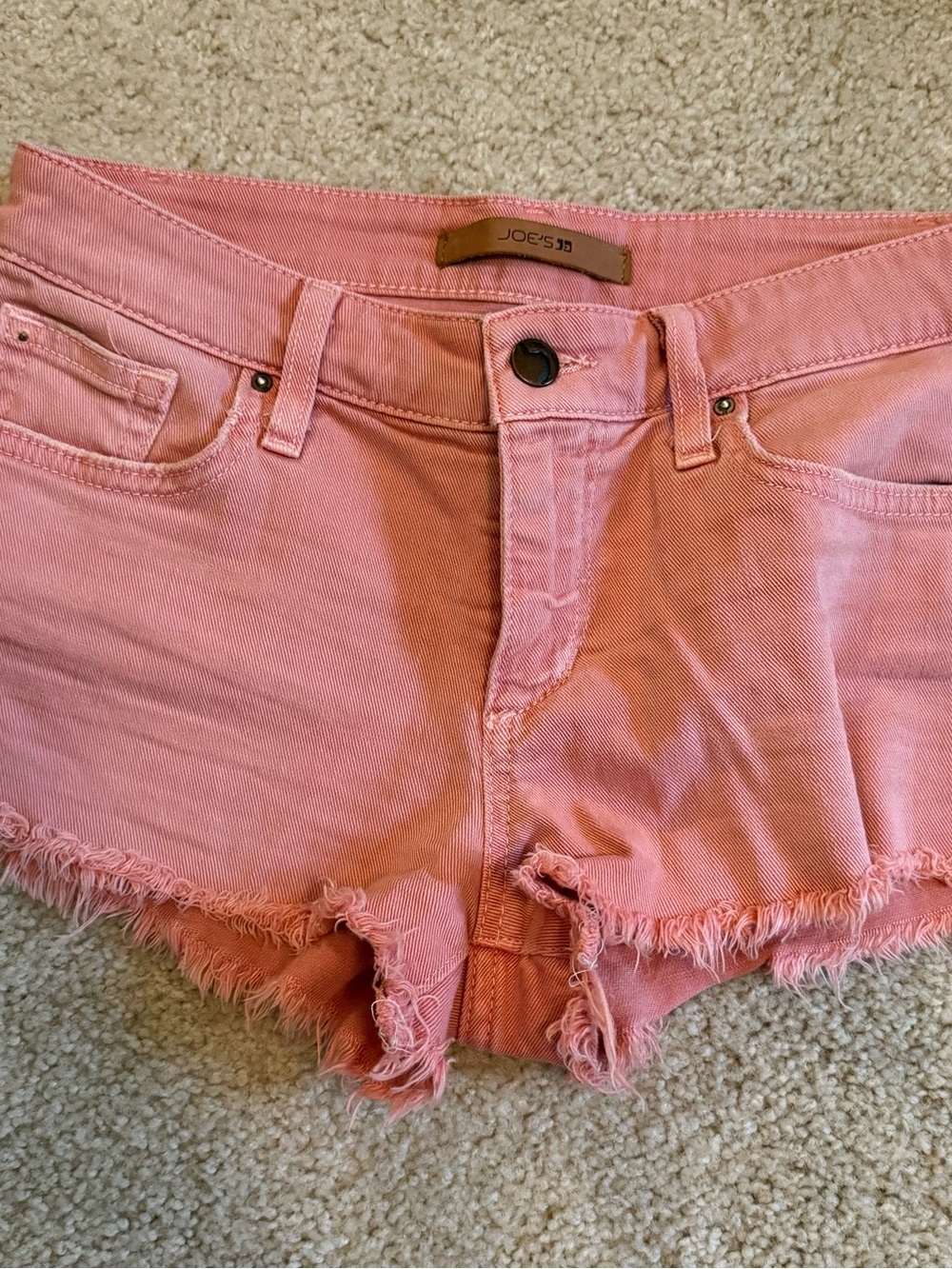 Joe's Jeans Coral Pink Frayed Denim Shorts